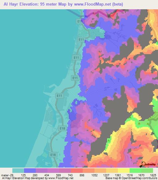 Al Hayr,United Arab Emirates Elevation Map