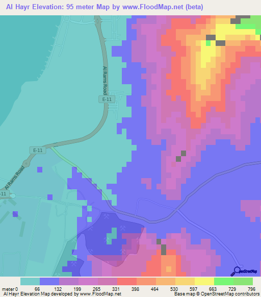 Al Hayr,United Arab Emirates Elevation Map