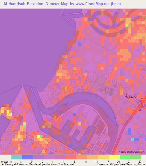 Al Hamriyah,United Arab Emirates Elevation Map