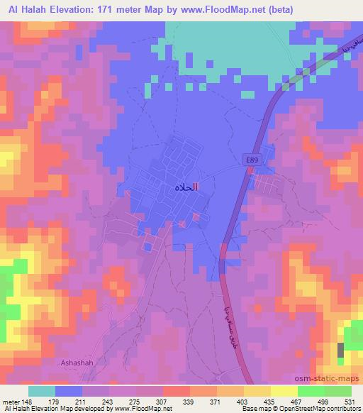 Al Halah,United Arab Emirates Elevation Map