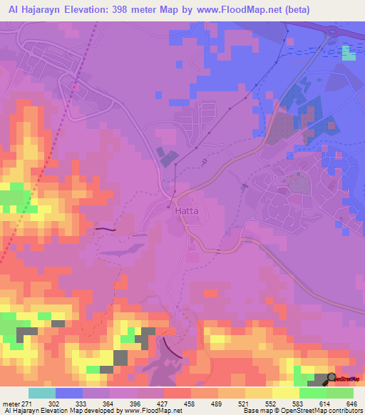 Al Hajarayn,United Arab Emirates Elevation Map