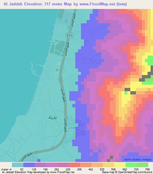 Al Jaddah,United Arab Emirates Elevation Map