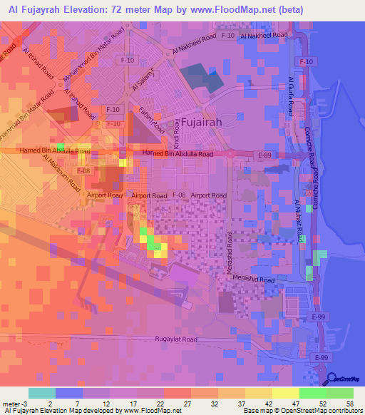 Al Fujayrah,United Arab Emirates Elevation Map