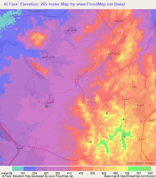 Al Fara`,United Arab Emirates Elevation Map