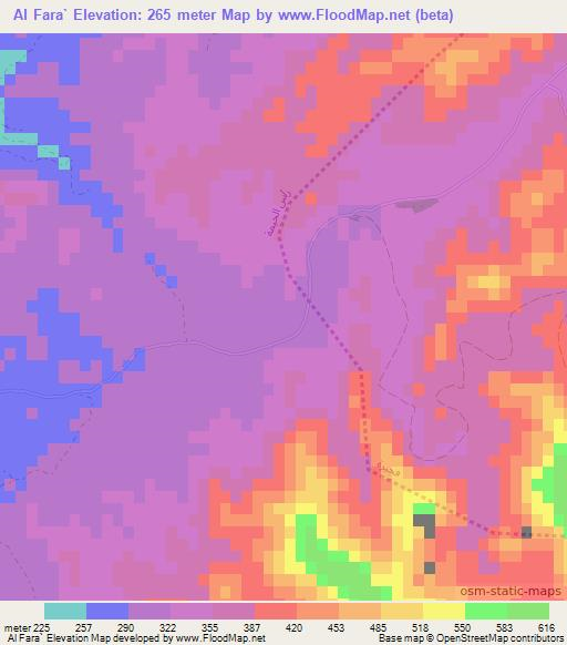 Al Fara`,United Arab Emirates Elevation Map