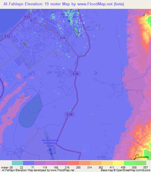 Al Fahlayn,United Arab Emirates Elevation Map