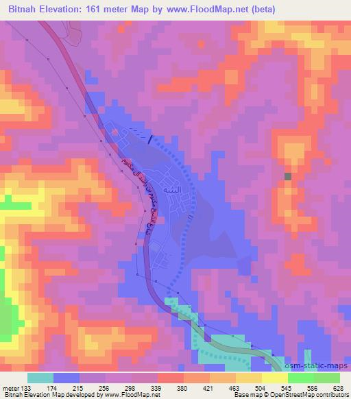Bitnah,United Arab Emirates Elevation Map