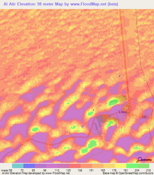 Al Atir,United Arab Emirates Elevation Map