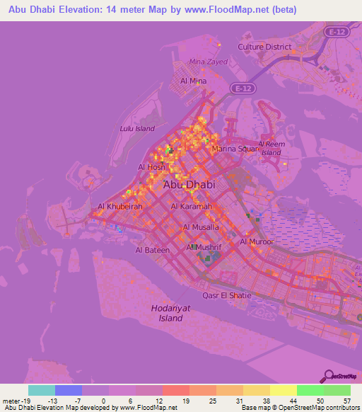 Abu Dhabi,United Arab Emirates Elevation Map