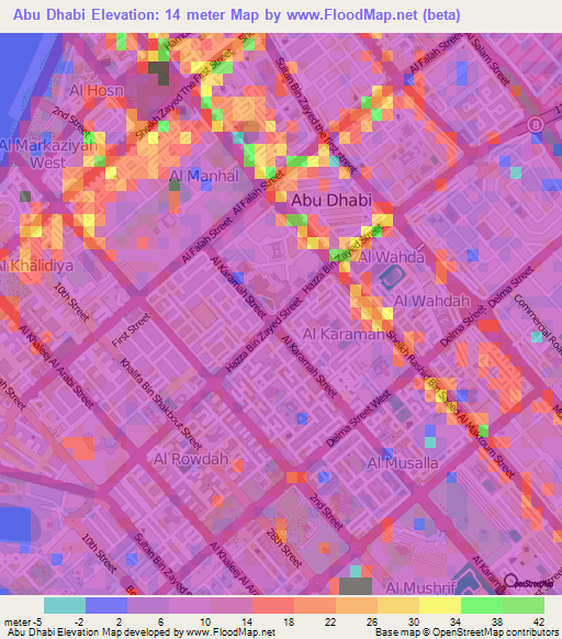 Abu Dhabi,United Arab Emirates Elevation Map