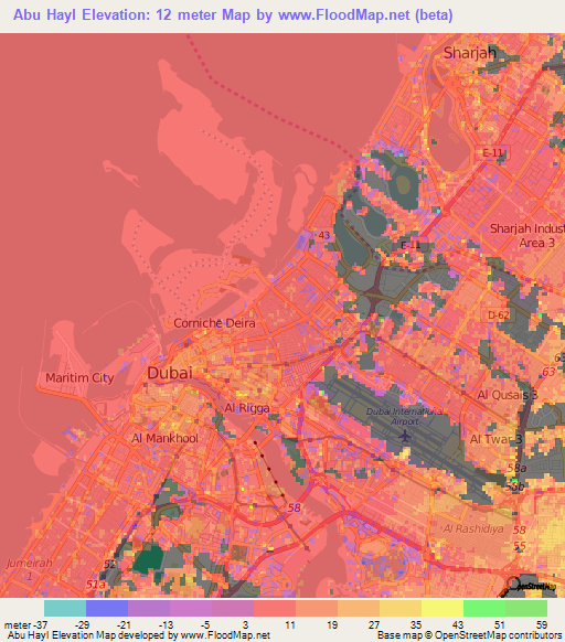 Abu Hayl,United Arab Emirates Elevation Map