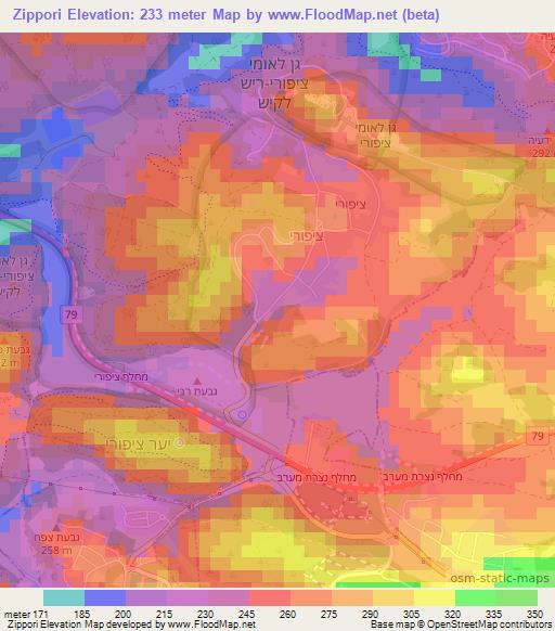 Zippori,Israel Elevation Map