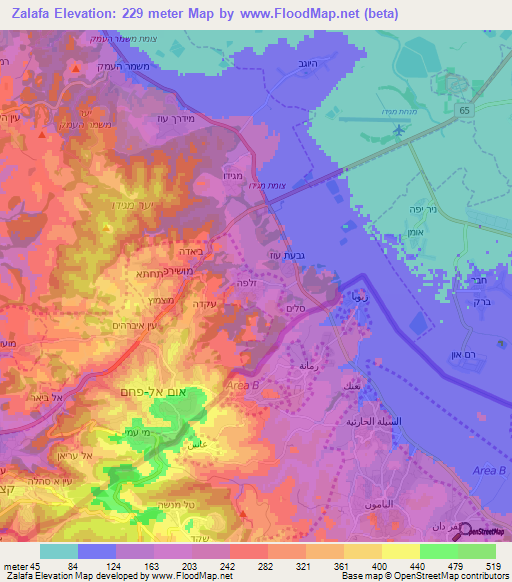 Zalafa,Israel Elevation Map