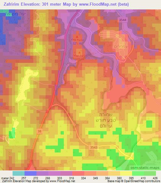 Zafririm,Israel Elevation Map