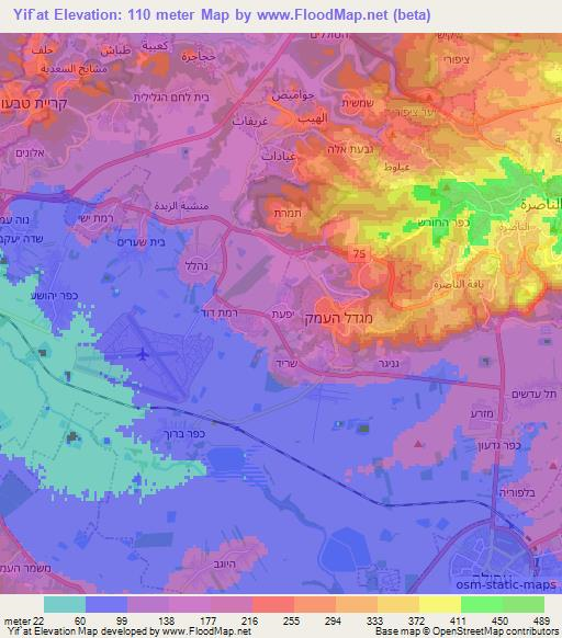 Yif`at,Israel Elevation Map