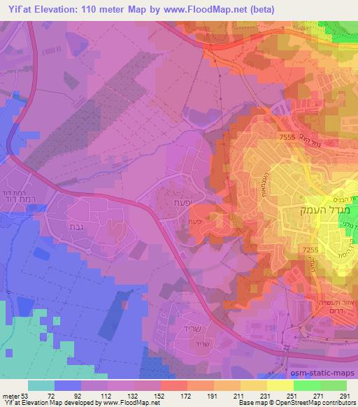 Yif`at,Israel Elevation Map
