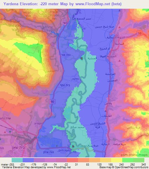 Yardena,Israel Elevation Map