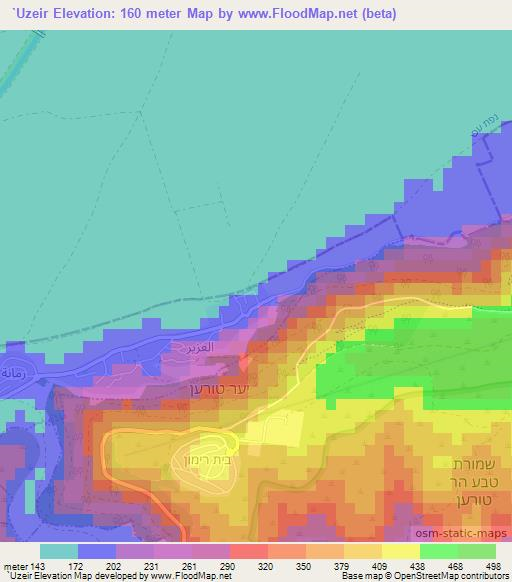 `Uzeir,Israel Elevation Map