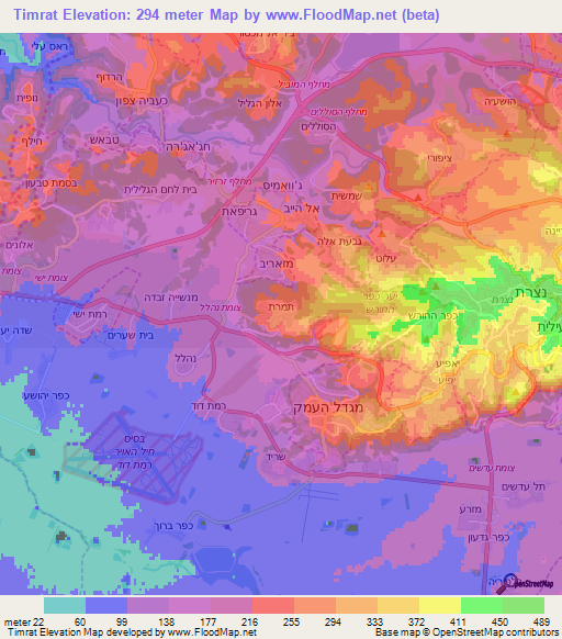 Timrat,Israel Elevation Map