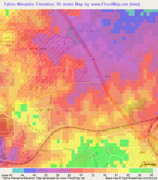 Talme Menashe,Israel Elevation Map