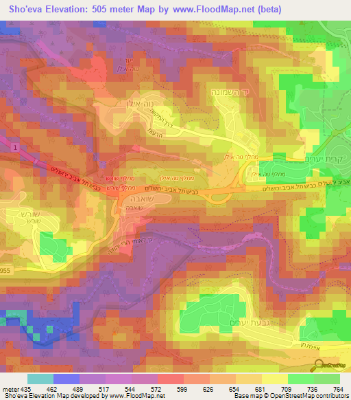 Sho'eva,Israel Elevation Map