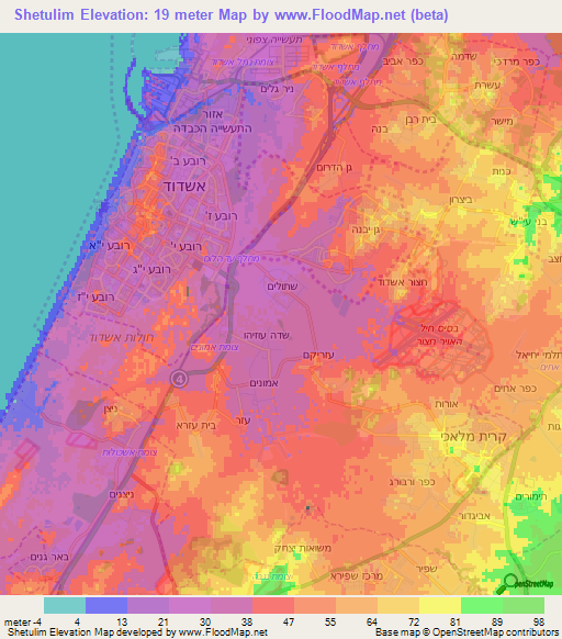 Shetulim,Israel Elevation Map