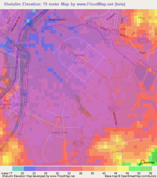 Shetulim,Israel Elevation Map