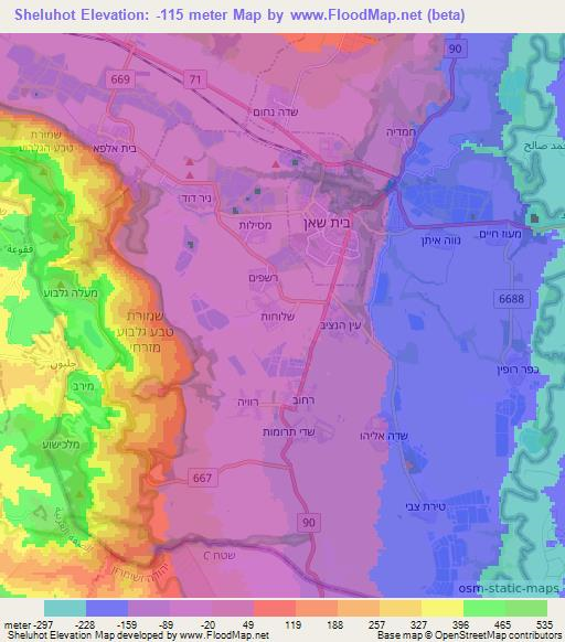 Sheluhot,Israel Elevation Map