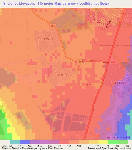 Sheluhot,Israel Elevation Map