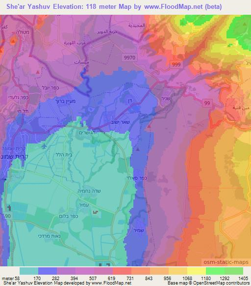 She'ar Yashuv,Israel Elevation Map