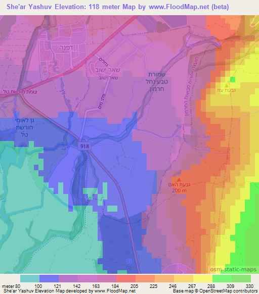 She'ar Yashuv,Israel Elevation Map