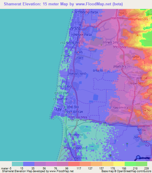 Shamerat,Israel Elevation Map