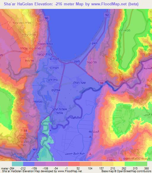 Sha`ar HaGolan,Israel Elevation Map