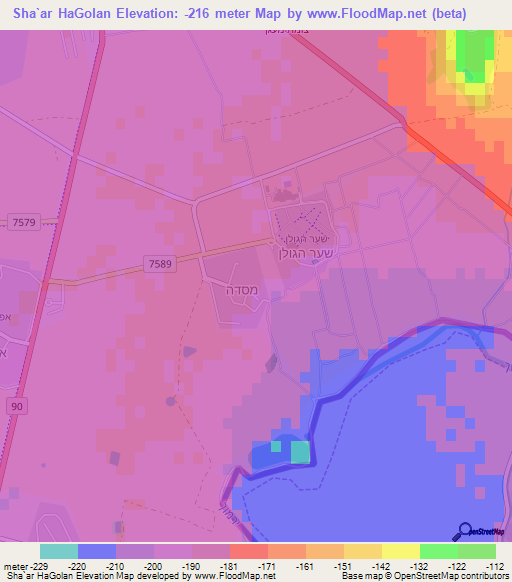Sha`ar HaGolan,Israel Elevation Map