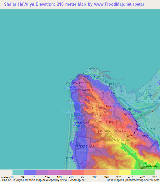 Sha`ar Ha`Aliya,Israel Elevation Map