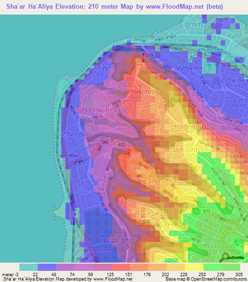 Sha`ar Ha`Aliya,Israel Elevation Map
