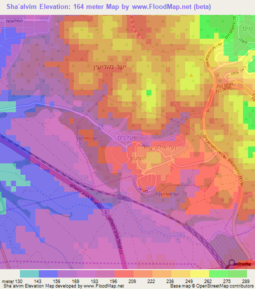 Sha`alvim,Israel Elevation Map