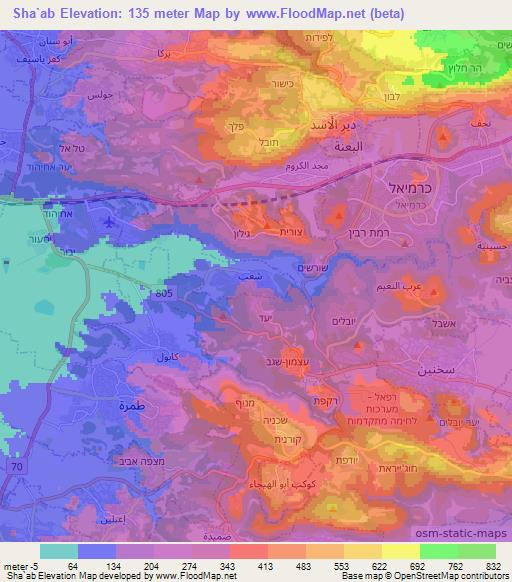 Sha`ab,Israel Elevation Map