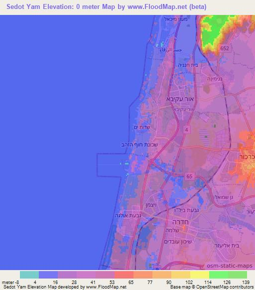 Sedot Yam,Israel Elevation Map