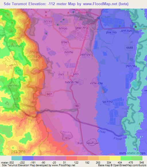 Sde Terumot,Israel Elevation Map