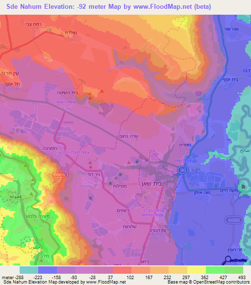 Sde Nahum,Israel Elevation Map
