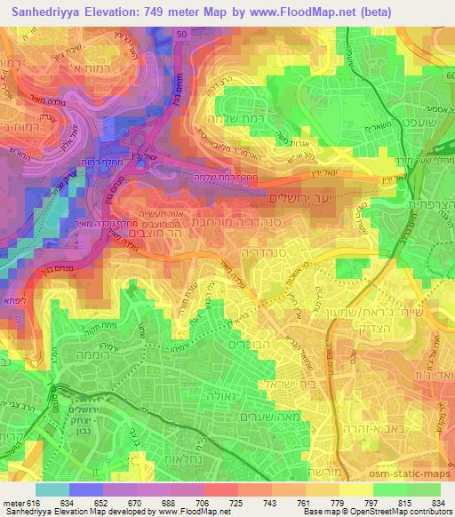 Sanhedriyya,Israel Elevation Map
