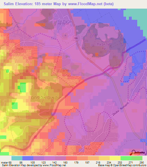 Salim,Israel Elevation Map