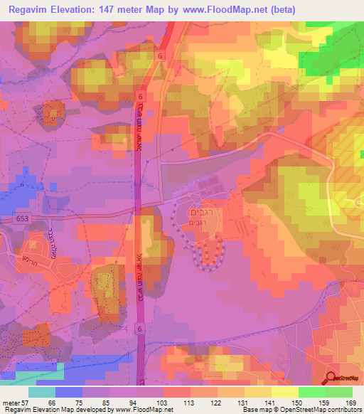 Regavim,Israel Elevation Map