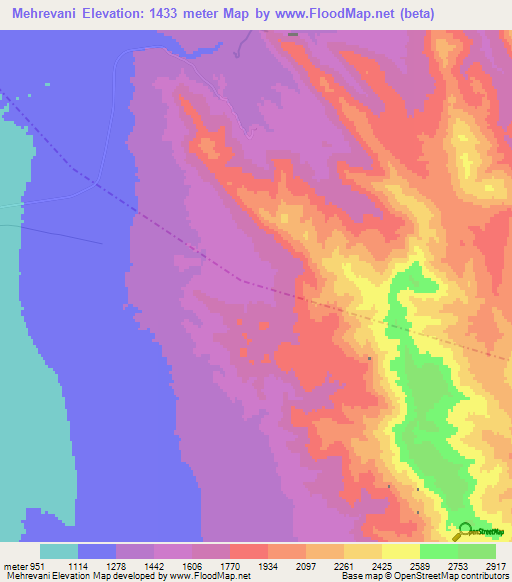 Mehrevani,Iran Elevation Map