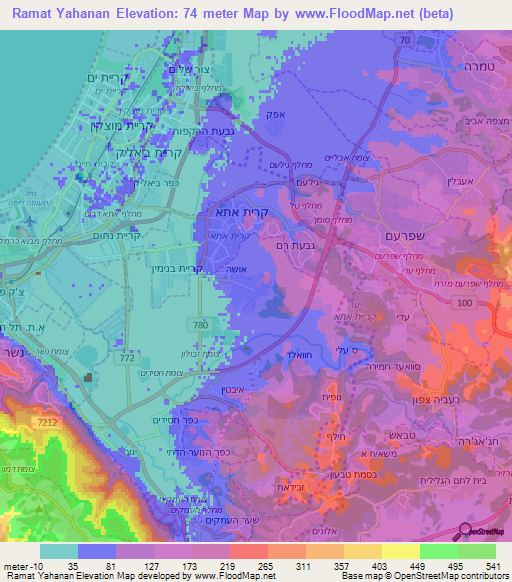 Ramat Yahanan,Israel Elevation Map