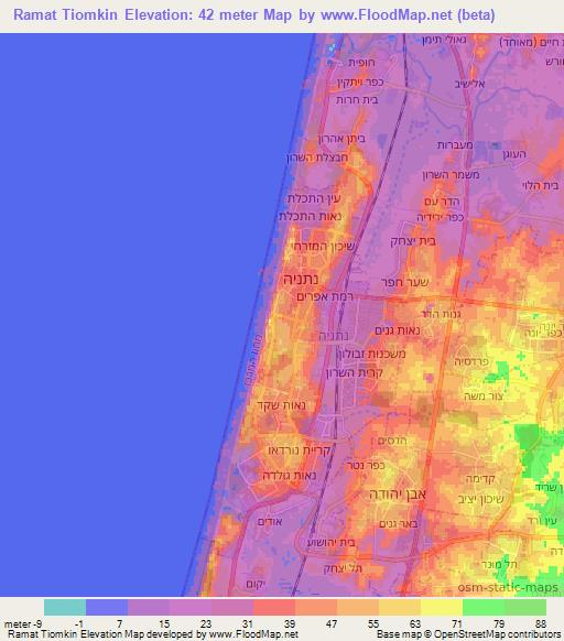 Ramat Tiomkin,Israel Elevation Map