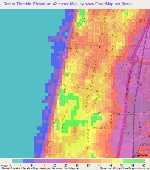 Ramat Tiomkin,Israel Elevation Map