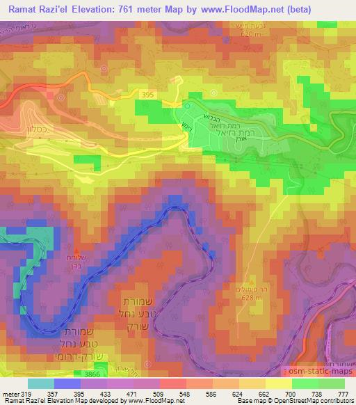 Ramat Razi'el,Israel Elevation Map