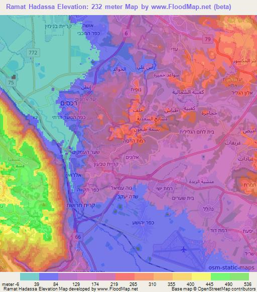 Ramat Hadassa,Israel Elevation Map